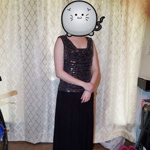 R&M Richard's Prom/Formal Black and Silver Dress